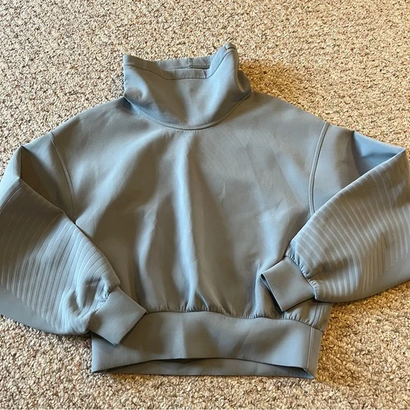 Lululemon Full Flourish Pullover oversized cowl-neck sweater blue women’s 6 - Picture 1 of 7